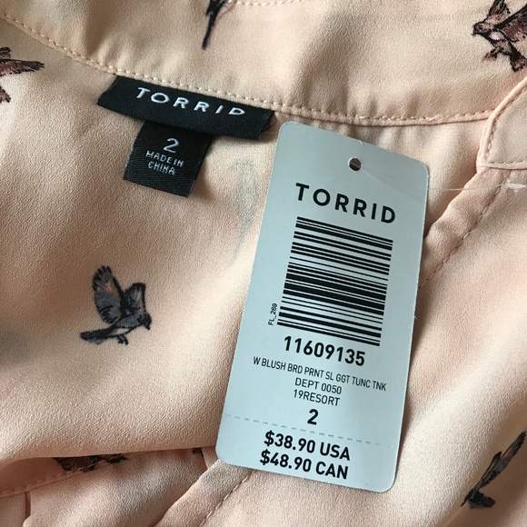 Torrid NWT Blush Bird Print Tank 2X - Picture 7 of 7
